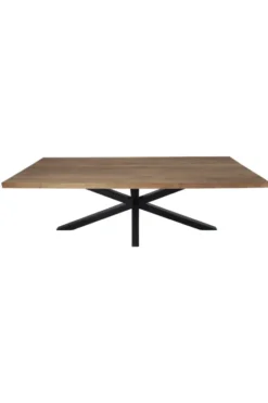 Teak houten eettafel 220 cm met zwart metalen matrixpoot