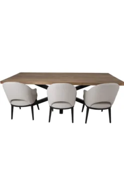 Teak houten eettafel 220 cm met zwart metalen matrixpoot