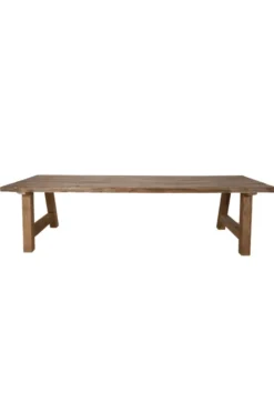Teak houten eettafel met houten A poten
