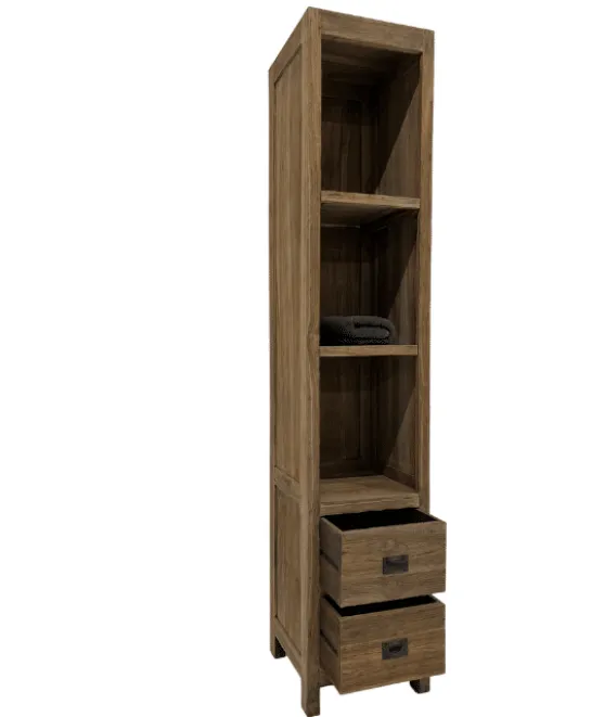 Teakhouten hoge smalle kast rustiek teak