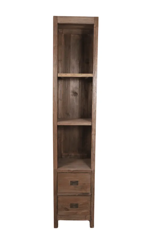 Teakhouten hoge smalle kast rustiek teak