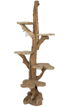 Teak houten Kattenpaal met 5 plateau’s