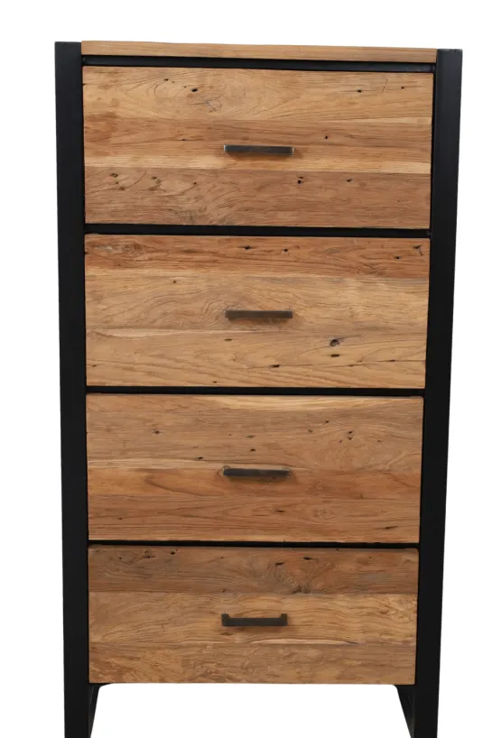 Teakhouten Ladekast met Metaal – Industrieel Design