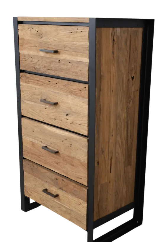 Teakhouten Ladekast met Metaal – Industrieel Design