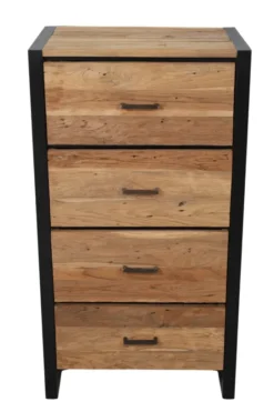 Teakhouten Ladekast met Metaal – Industrieel Design