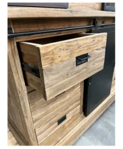 Teakhouten lange vitrinekast van 150 cm