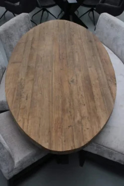 Teakhouten ovale eettafel
