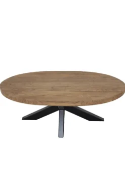 Teakhouten Ovale Salontafel – Landelijk & Industrieel 120×60 cm