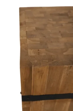 Teakhouten Pilaar met Metalen Strips