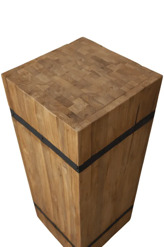 Teakhouten Pilaar met Metalen Strips