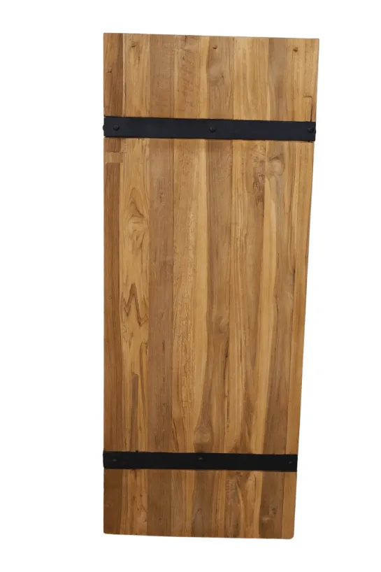 Teakhouten Pilaar met Metalen Strips