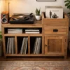 Teak houten platenspeelkastje / record kastje / lp kast