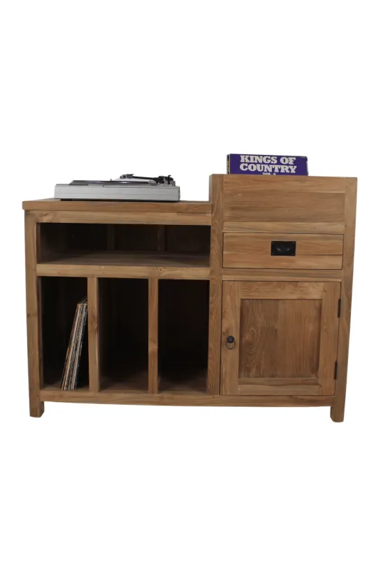 Teak houten platenspeelkastje / record kastje / lp kast