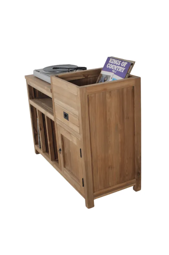 Teak houten platenspeelkastje / record kastje / lp kast