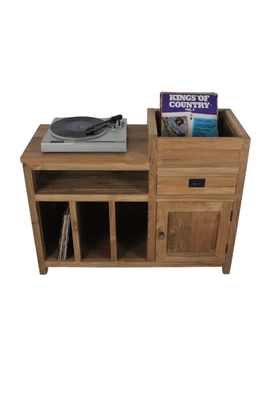 Teak houten platenspeelkastje / record kastje / lp kast