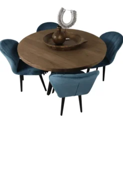 Teak houten ronde eettafel 130 cm met metalen poot