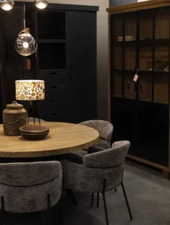 Teak houten ronde eettafel 130 cm met metalen poot