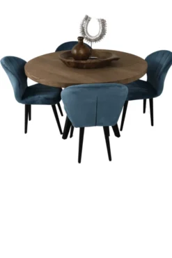 Teak houten ronde eettafel 130 cm met metalen poot