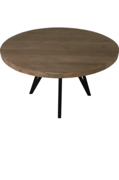 Teak houten ronde eettafel 130 cm met metalen poot