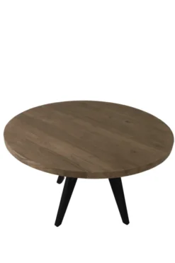Teak houten ronde eettafel 130 cm met metalen poot