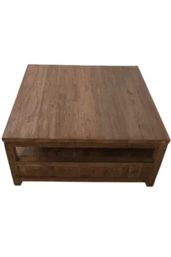 Teak houten salontafel 100x100x45 cm met lades