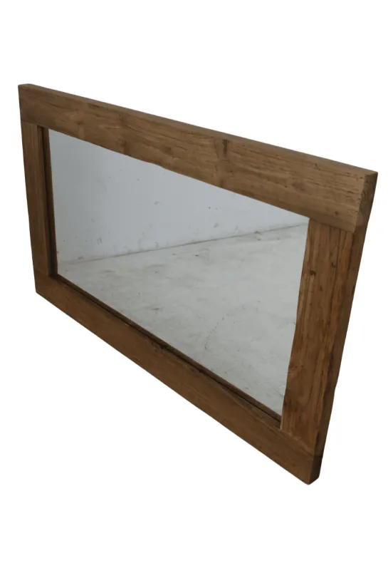 Teak Houten Spiegel Stoer met Dikke Rand 120x70cm