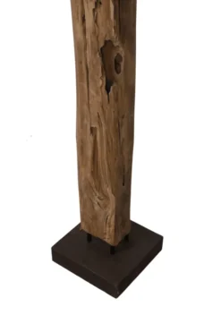 Teakhouten Staande Lamp met Beige Kap