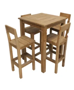 Teak houten tuin bartafel incl 4 barkrukken voor buiten