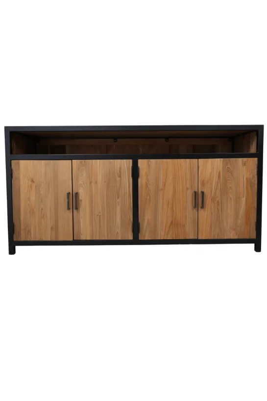Teakhouten TV-Meubel met Metalen Accenten – 150 cm