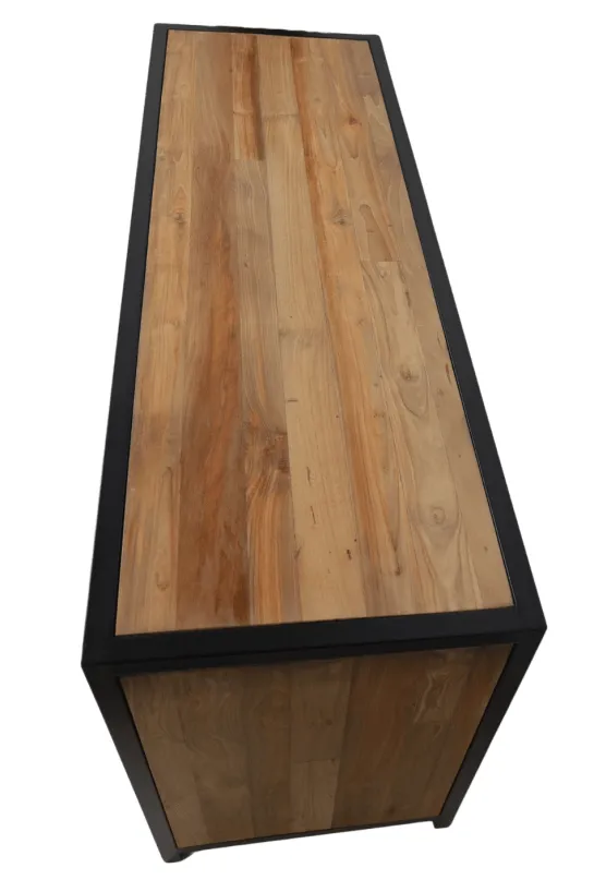 Teakhouten TV-Meubel met Metalen Accenten – 150 cm