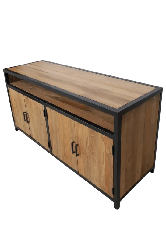 Teakhouten TV-Meubel met Metalen Accenten – 150 cm