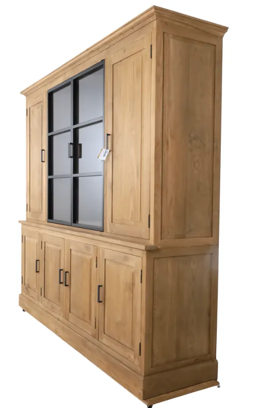 Teakhouten vitrinekast 240 cm lang
