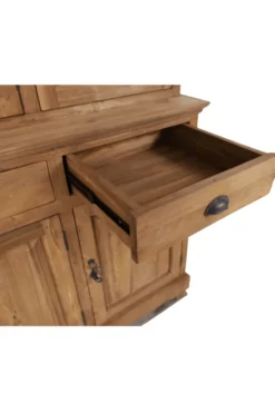Teak Houten Vitrinekast met 3 Glazen Deuren