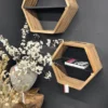 Teak Houten Wandrek – Set van 2 (Zeshoekig)