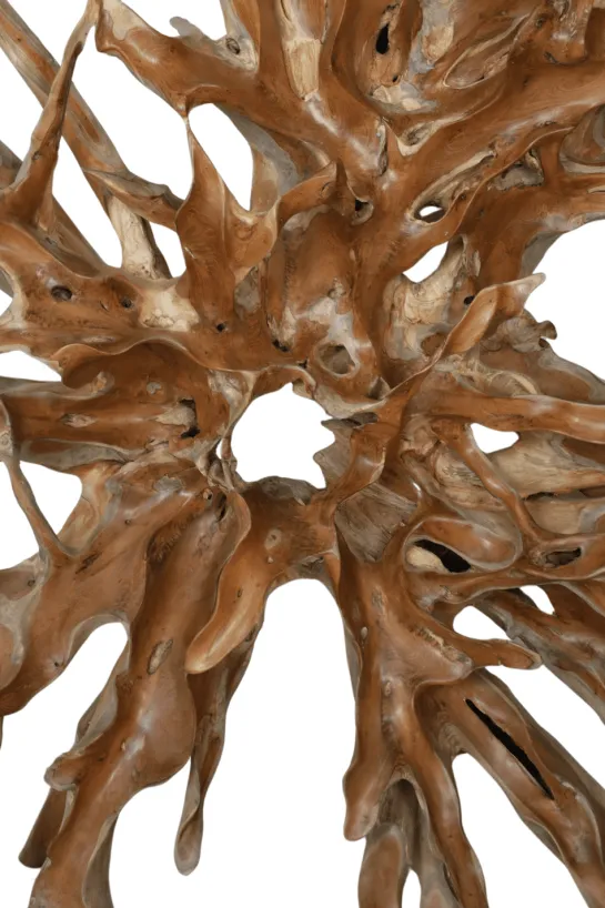 Teakhouten wortel wanddecoratie 200x40x200 cm rond