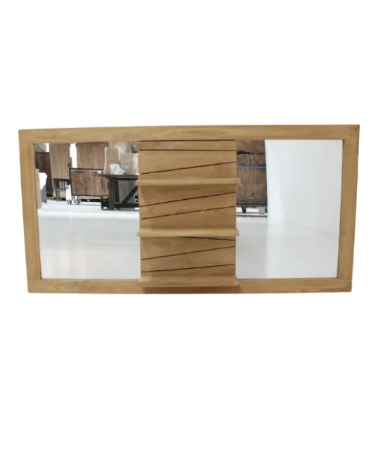 Teak spiegel met plankjes