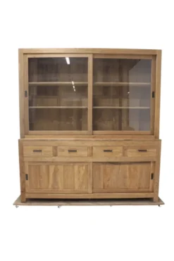 Teak vitrinekast 220 landelijke stijl