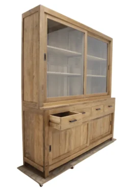 Teak vitrinekast 220 landelijke stijl