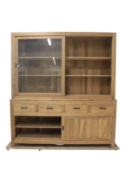 Teak vitrinekast 220 landelijke stijl