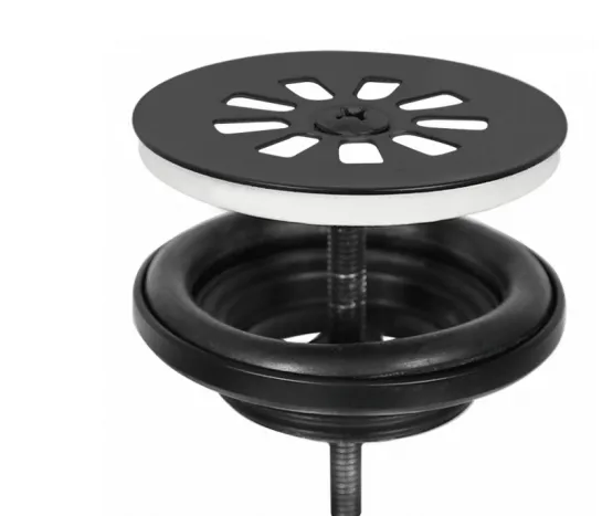 Toilet wasbakje met zwart metalen beugel er onder incl kraan, afvoerplug en sifon