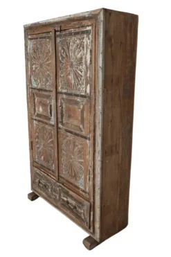 Unieke verweerde Indiase kast – authentiek en stijlvol 90 cm