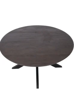 Walnoot bruin kleurige ronde eettafel 130 cm
