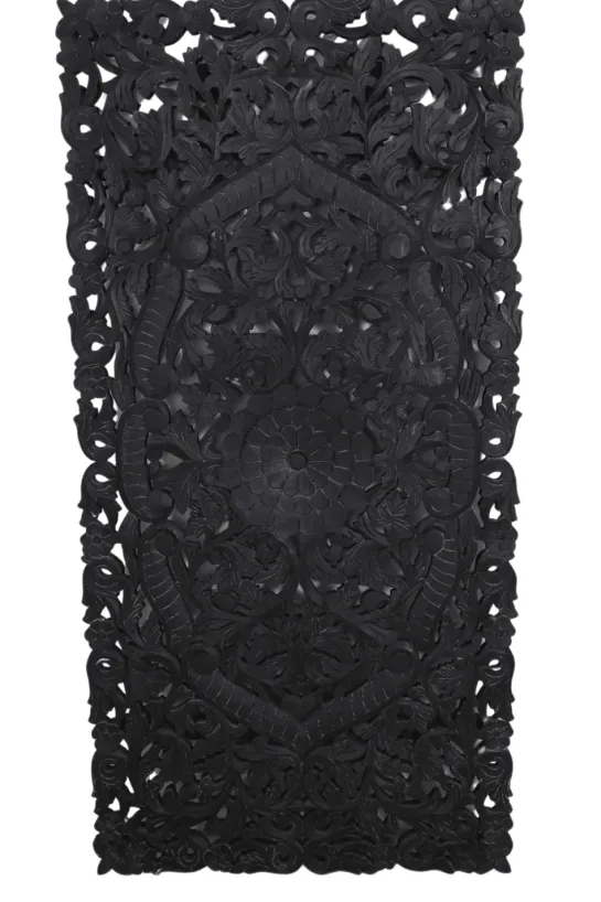 Wanddecoratie houtsnijwerk zwart 150×75 cm
