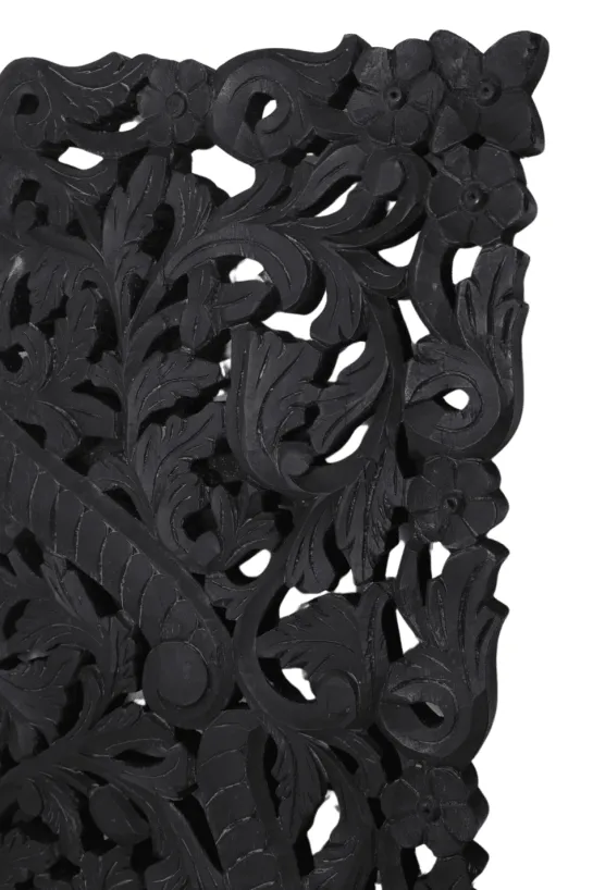 Wanddecoratie houtsnijwerk zwart 150×75 cm
