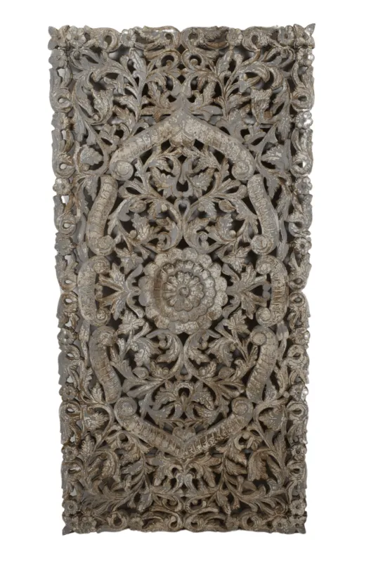 Wanddecoratie houtsnijwerk rechthoekig 150×75 cm beige
