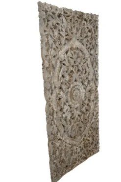 Wanddecoratie houtsnijwerk rechthoekig 150×75 cm beige