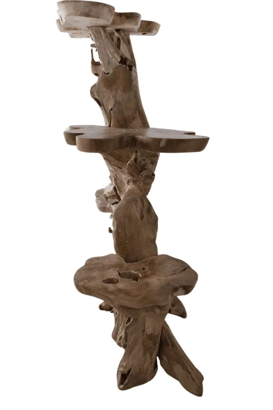 Wortel teakhouten etagere kattenpaal