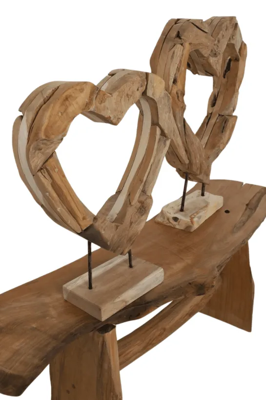 Wortel teak houten hart decoratie