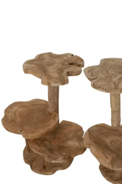 Wortel Teak Houten Kattenpaal / Plantentafel – 3 Plateau’s