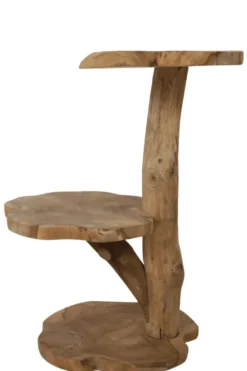 Wortel Teak Houten Kattenpaal / Plantentafel – 2 Plateau’s